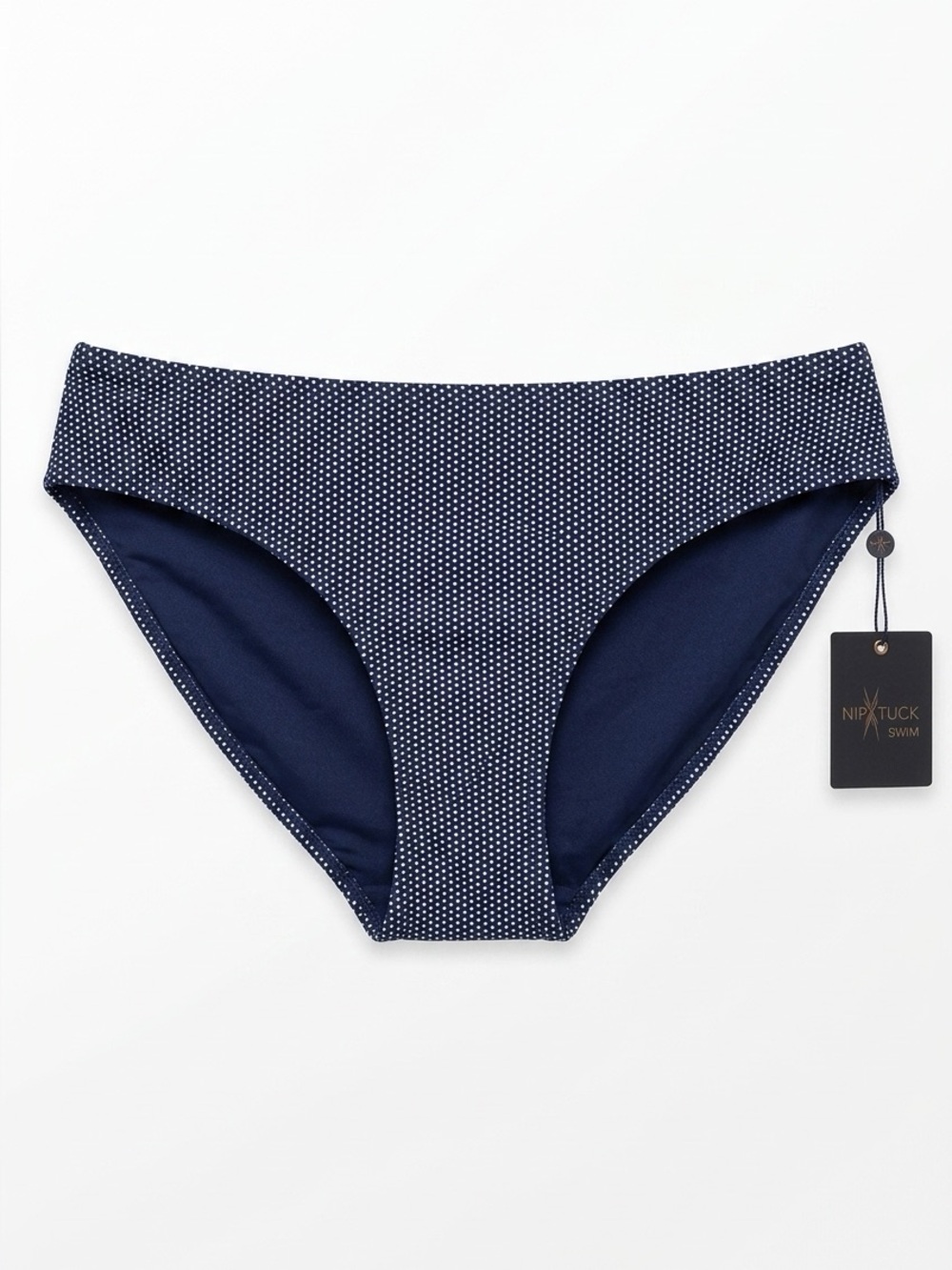 Niptuck Swim Women’s Sz 4 Navy Blue White Polka Dotted Swim Bikini Bottoms